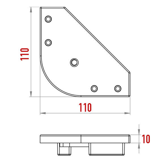 Triangle Bracket with Radius and Nut Triangle Bracket with Radius and Nut