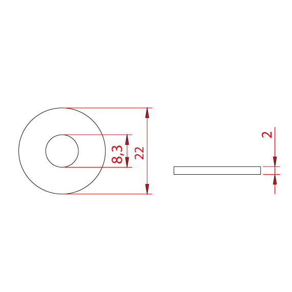 Pls. Bolt Washer 22x8x2 mm Pls. Bolt Washer 22x8x2 mm