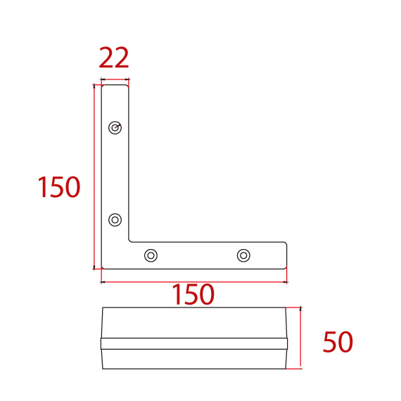 Köşe Ayak Pırlantalı 150x150x50 mm