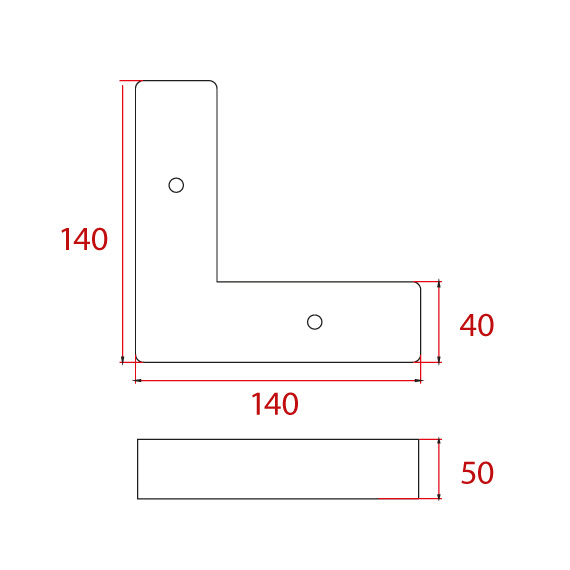 Köşe Ayak 140x140x50 mm Köşe Ayak 140x140x50 mm