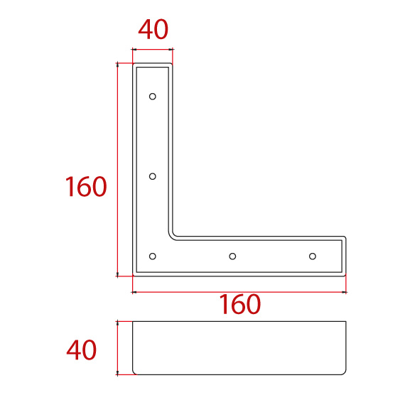 Köşe Ayak 160x160x40 mm Köşe Ayak 160x160x40 mm