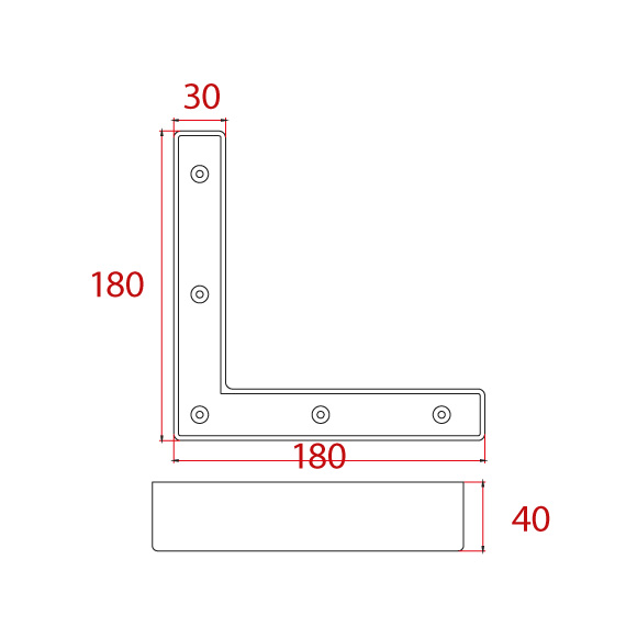 Corner Foot 180x180x40 mm Corner Foot 180x180x40 mm