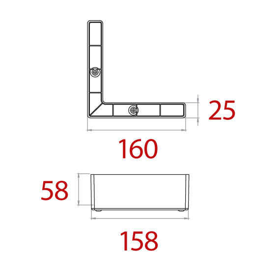 Seat Corner Foot 160x160x60 mm