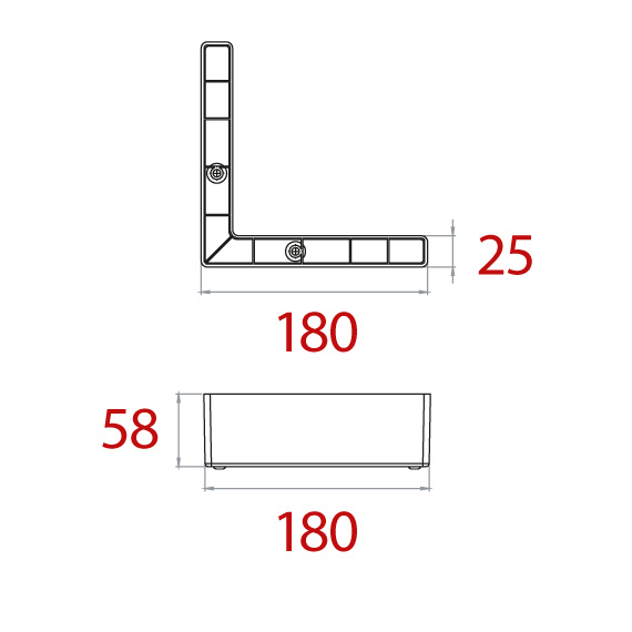Seat Corner Foot 180x180x60 mm Seat Corner Foot 180x180x60 mm